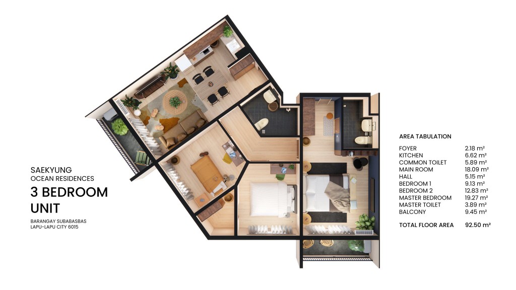 3-Bedroom Corner floor plan