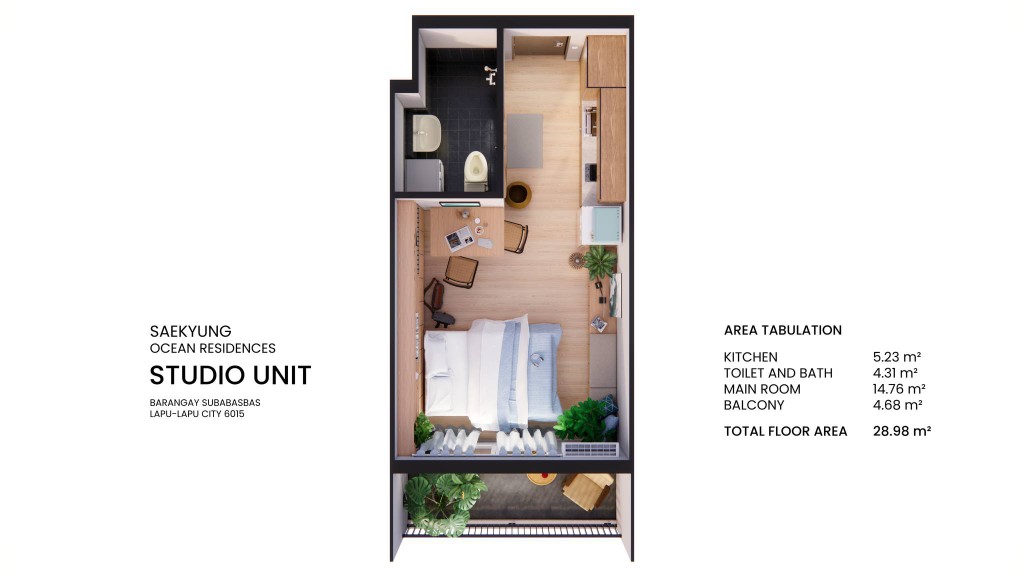 Studio with Balcony floor plan